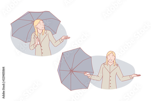 Good weather or bad weather, umbrella set concept