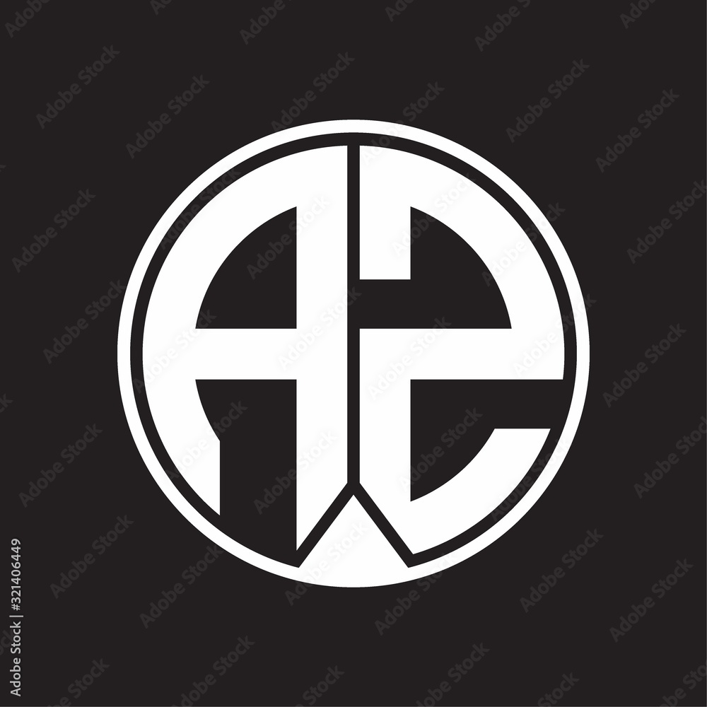 AZ Logo monogram circle with piece ribbon style on black background AZ Logo monogram circle with piece ribbon style on black background