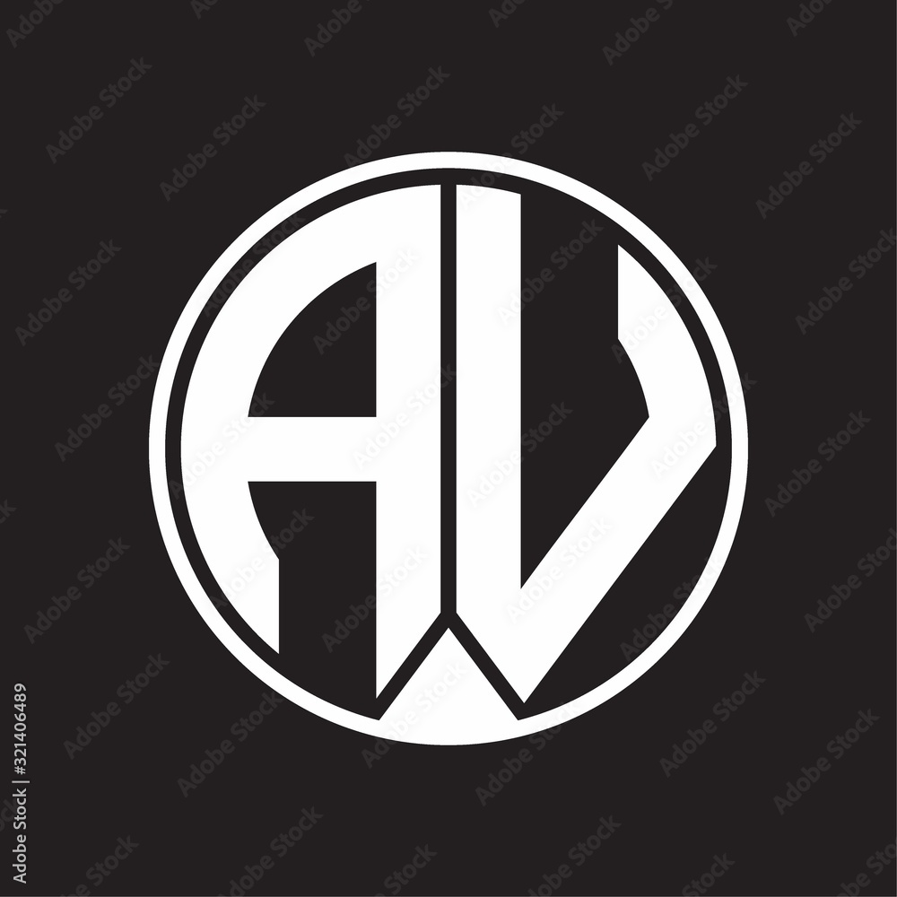 AV Logo monogram circle with piece ribbon style on black background AV Logo monogram circle with piece ribbon style on black background