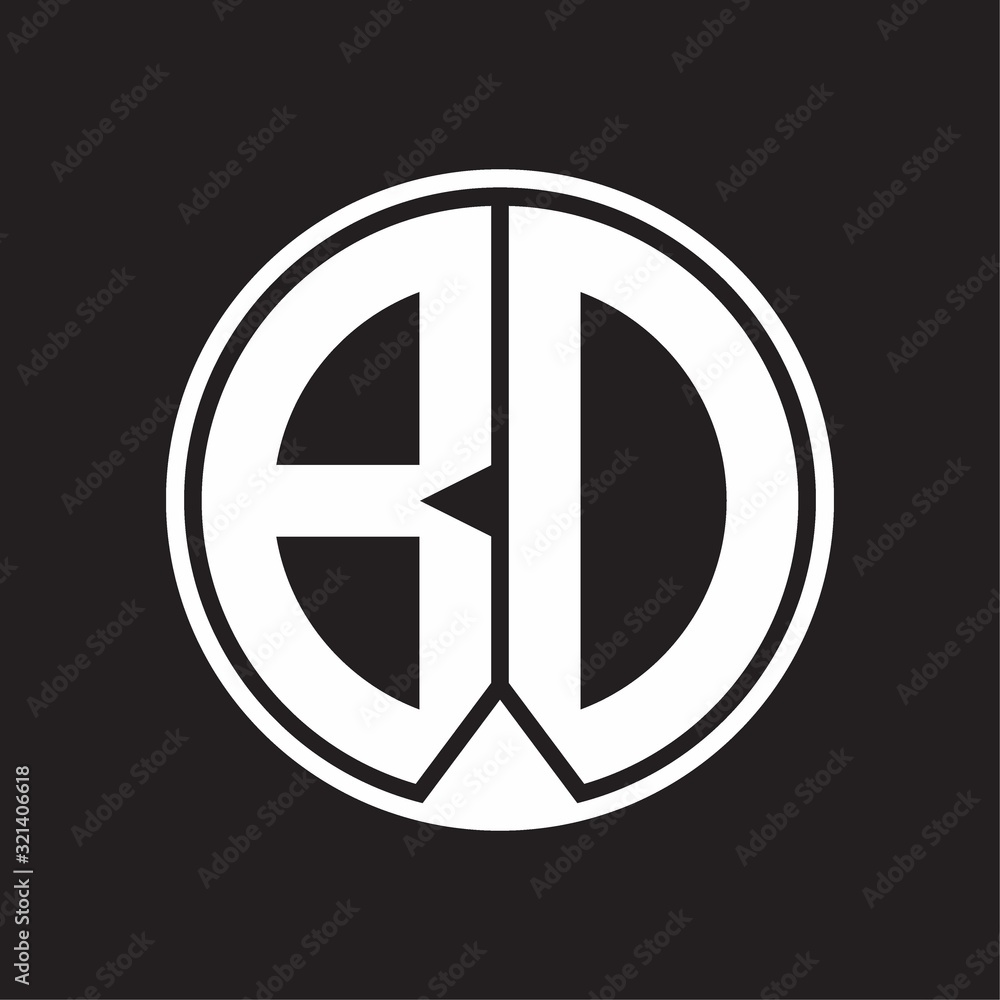 BD Logo monogram circle with piece ribbon style on black background BD Logo monogram circle with piece ribbon style on black background
