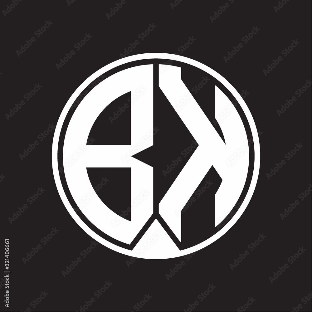 BK Logo monogram circle with piece ribbon style on black background BK Logo monogram circle with piece ribbon style on black background