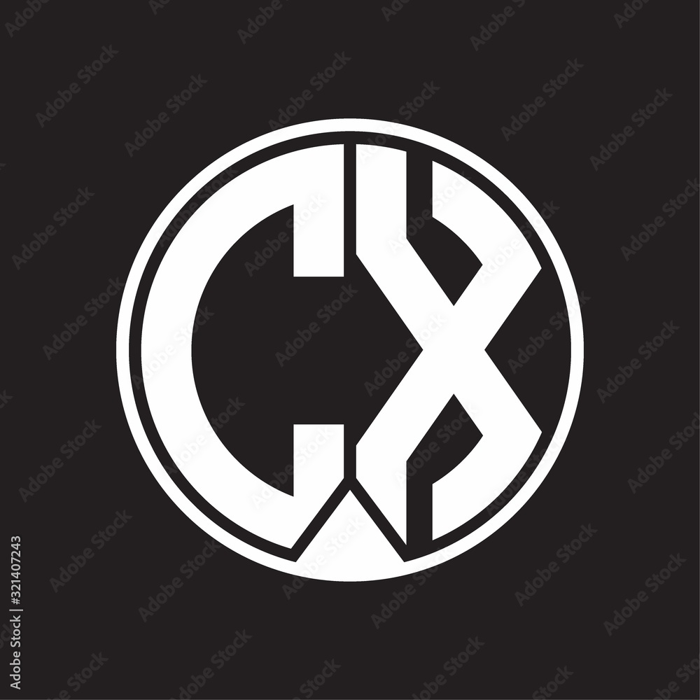 CX Logo monogram circle with piece ribbon style on black background CX Logo monogram circle with piece ribbon style on black background
