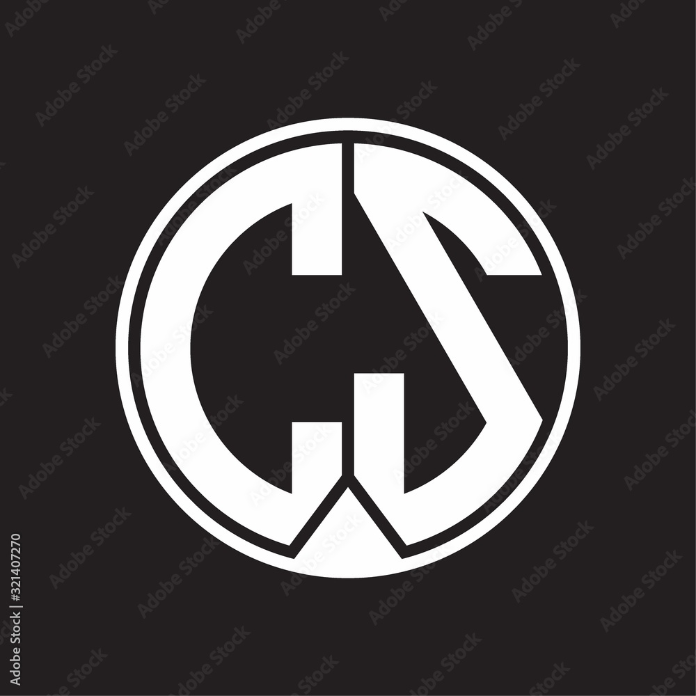 CS Logo monogram circle with piece ribbon style on black background CS Logo monogram circle with piece ribbon style on black background