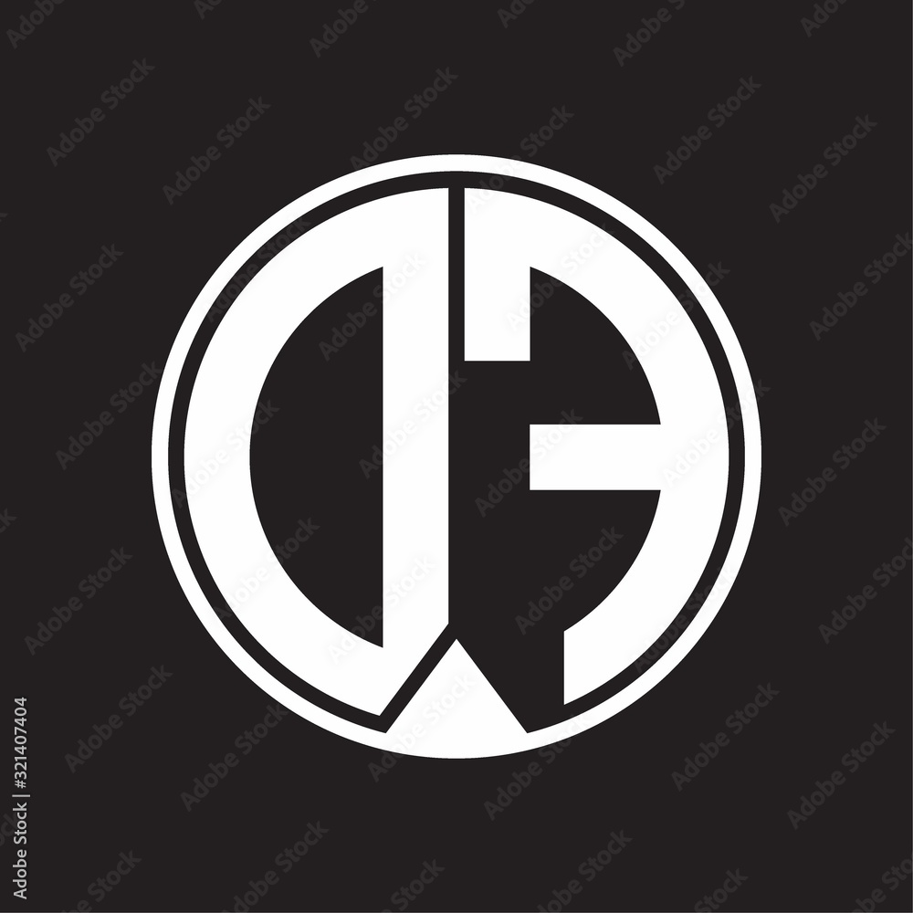 DF Logo monogram circle with piece ribbon style on black background DF Logo monogram circle with piece ribbon style on black background