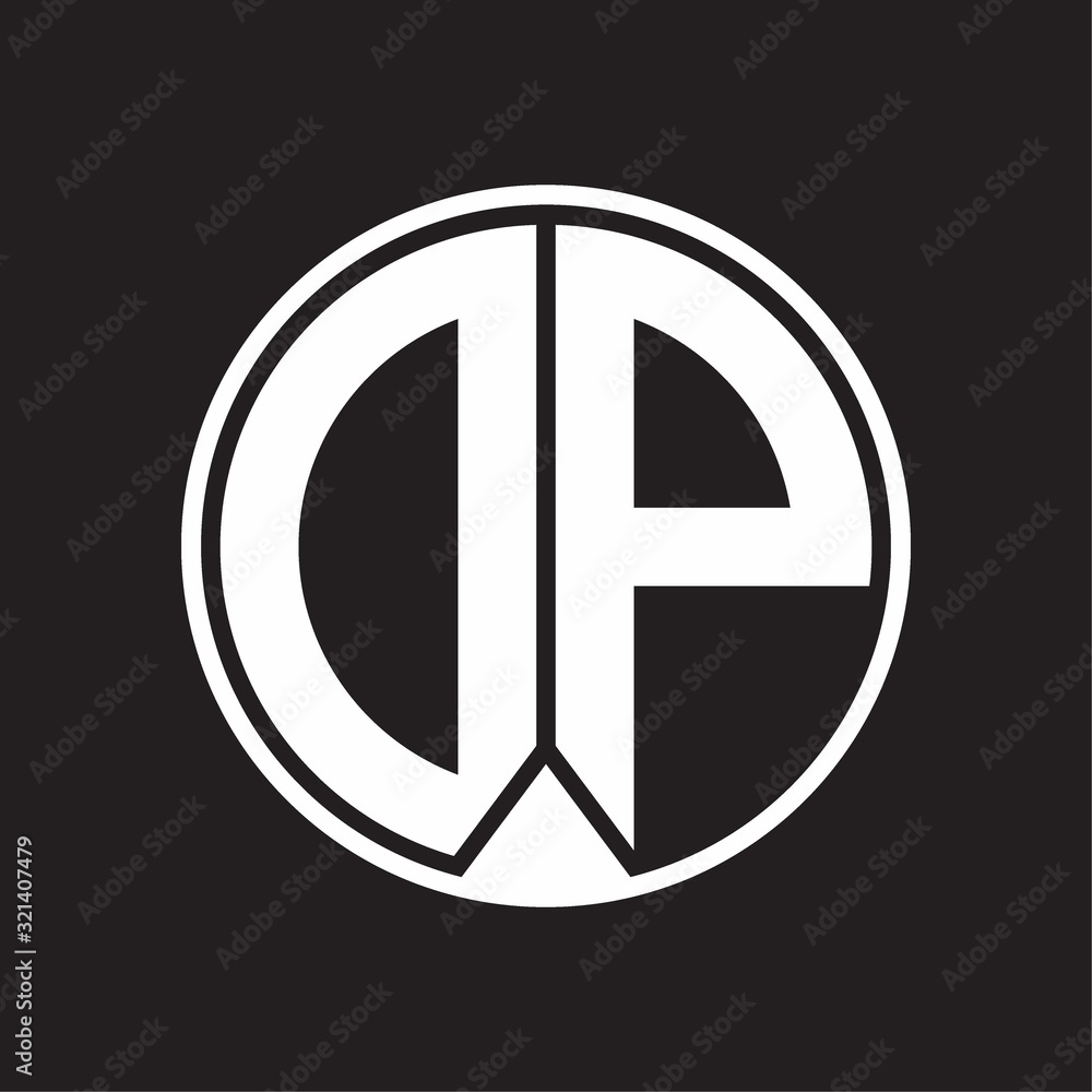 DP Logo monogram circle with piece ribbon style on black background DP Logo monogram circle with piece ribbon style on black background