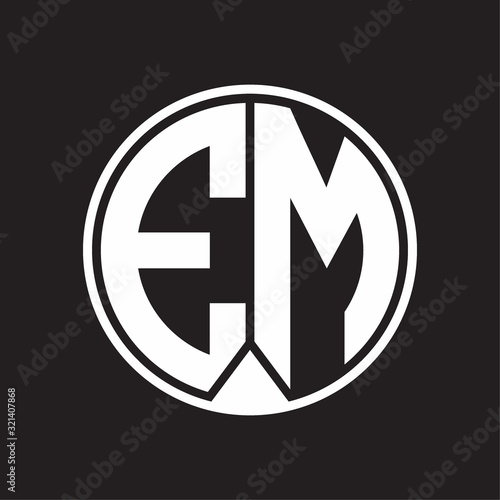 Free Download EM Logo monogram circle with piece ribbon style on black background - GFXLoad