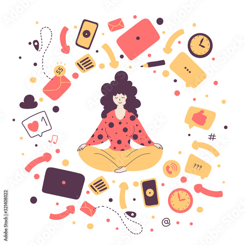 Gadgets detox program concept flat vector illustration
