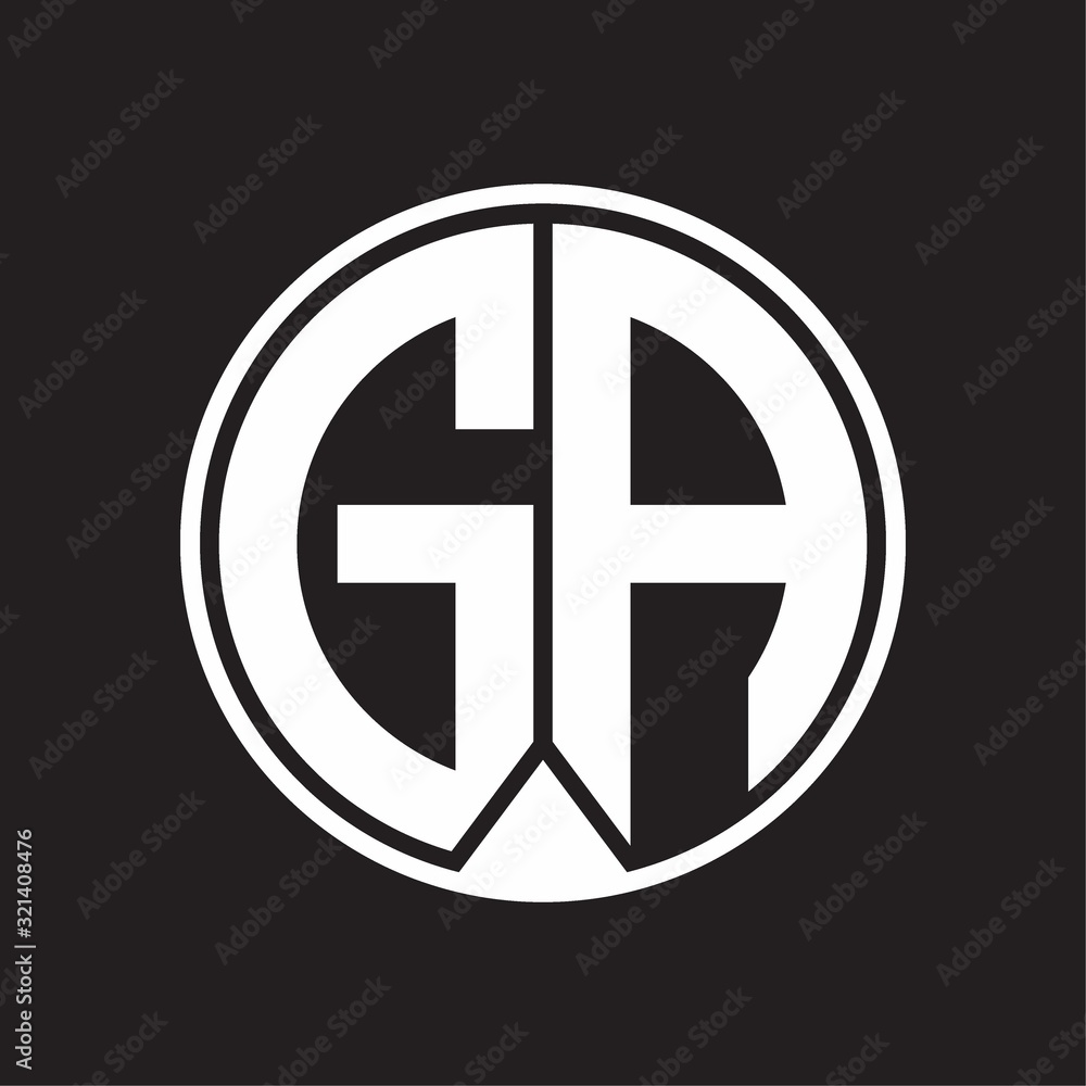 GA Logo monogram circle with piece ribbon style on black background GA Logo monogram circle with piece ribbon style on black background