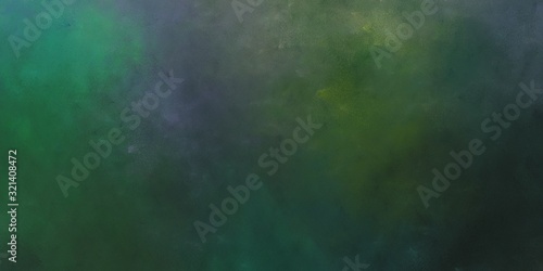 abstract painted artistic antique horizontal design background with dark slate gray, teal blue and very dark green color