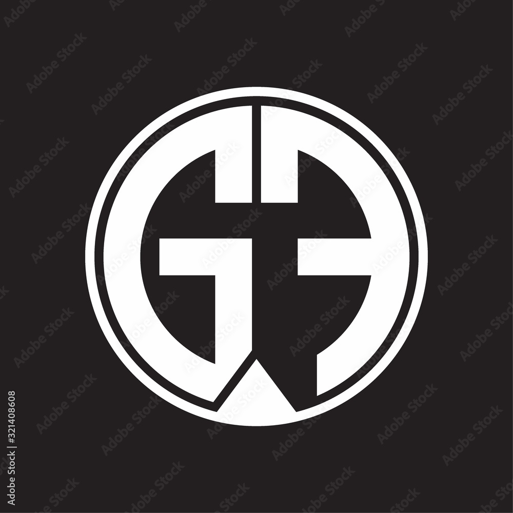 GF Logo monogram circle with piece ribbon style on black background GF Logo monogram circle with piece ribbon style on black background