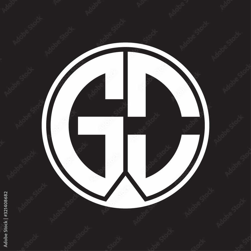 GO Logo monogram circle with piece ribbon style on black background GO Logo monogram circle with piece ribbon style on black background