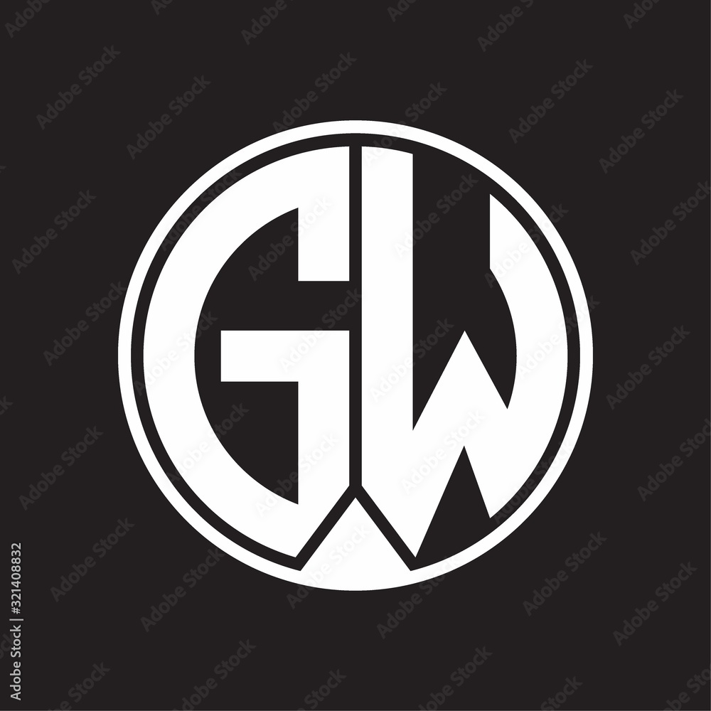 GW Logo monogram circle with piece ribbon style on black background