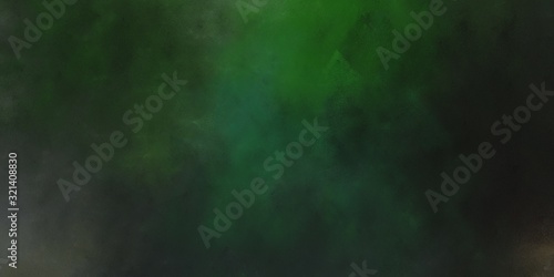 abstract painted artistic aged horizontal banner background with very dark green, dark slate gray and dark olive green color