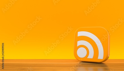 RSS icon on orange background photo