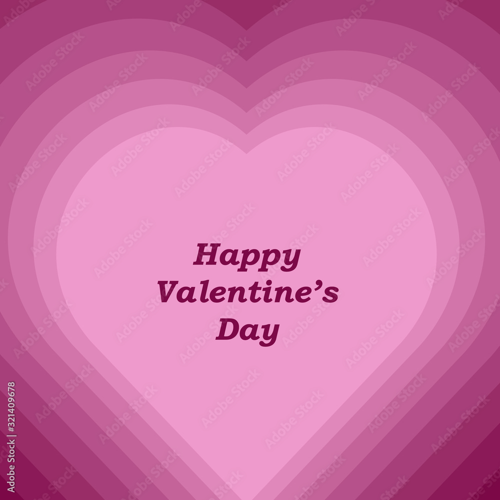 Valentine’s day background with pink gradient hearts and lettering Happy Valentine’s day. Graphic for banners, invitation, posters, flyers