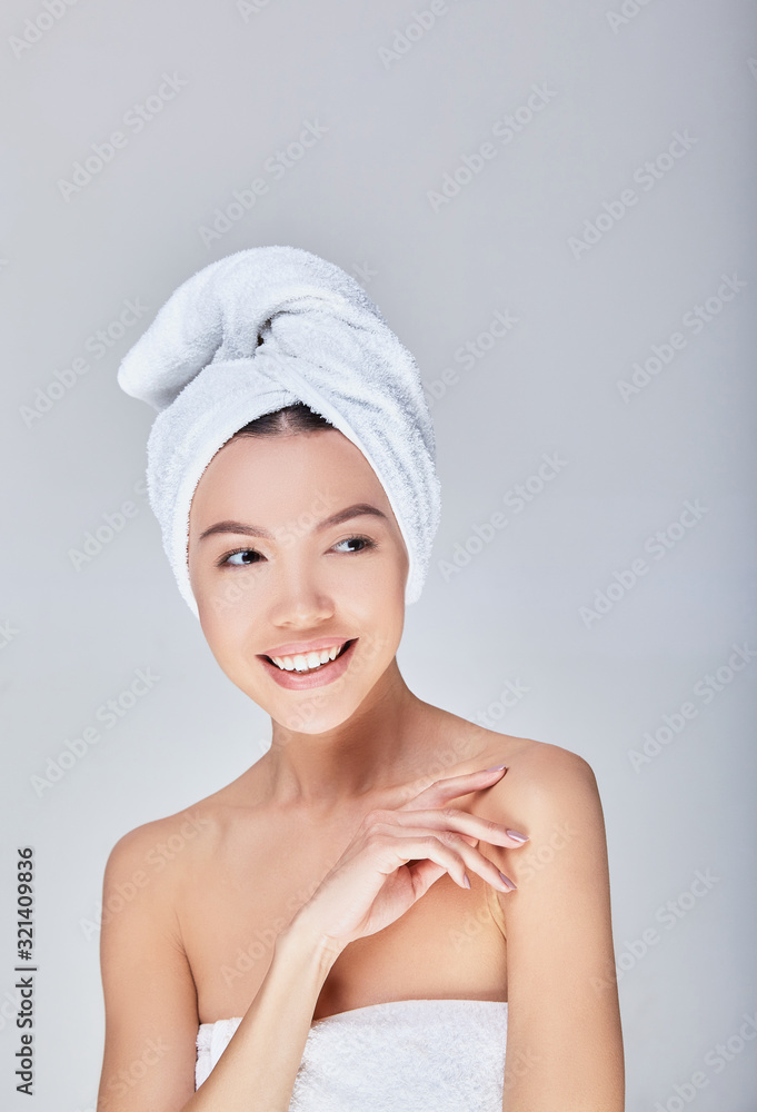 Portrait of a happy young Asian woman after the spa. Portrait of a happy young Asian woman after the spa.