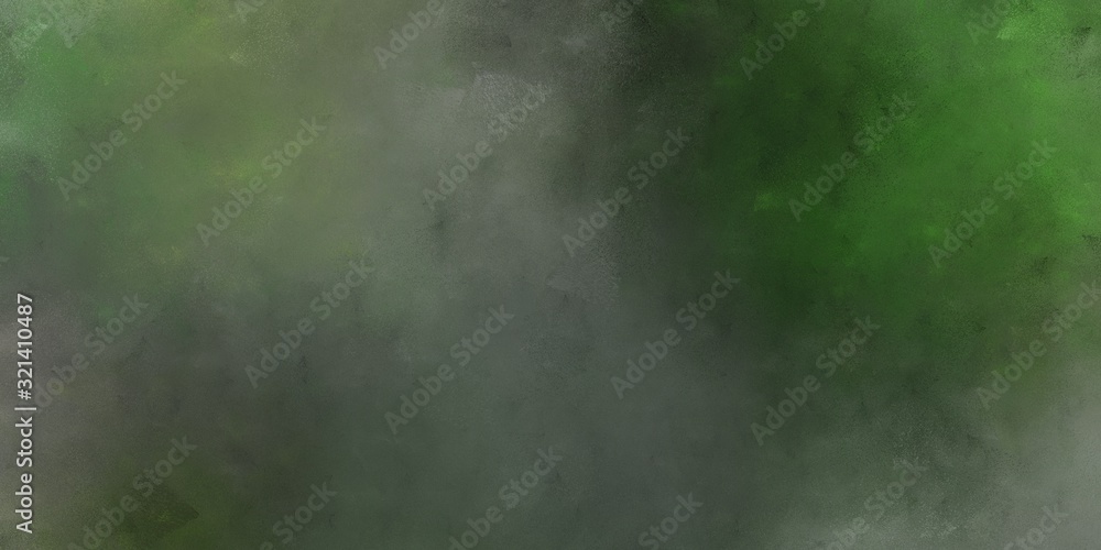 abstract painted artistic grunge horizontal background texture with dark olive green, gray gray and very dark green color