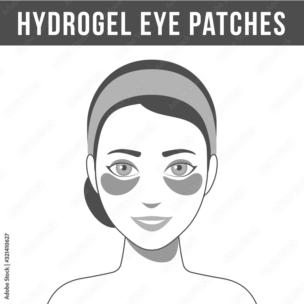 Black and white illustration of hydrogel eye patches. Cosmetic collagen eye patches. Eye patches for beauty and skin care. Vector Black and white illustration of hydrogel eye patches. Cosmetic collagen eye patches. Eye patches for beauty and skin care. Vector