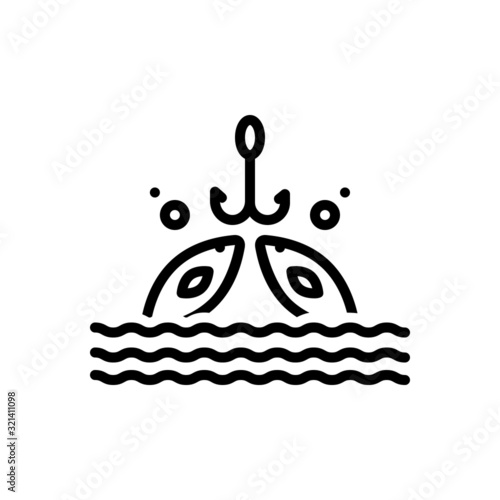 Black line icon for fishing  
