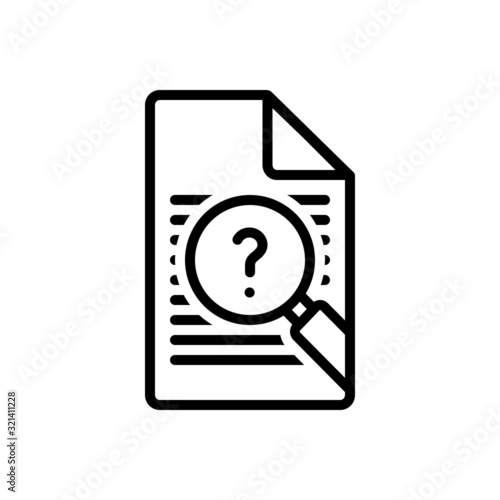 Black line icon for inquiry 