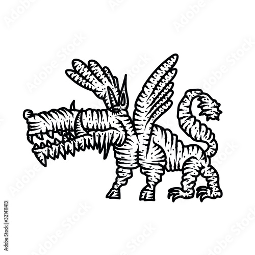 Hellhound. Medieval dog. Vector illustration