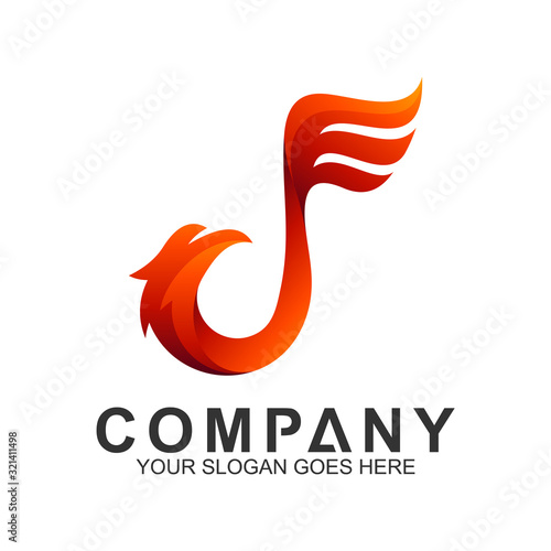 abstract eagle logo,eagle + letter j logo design concept