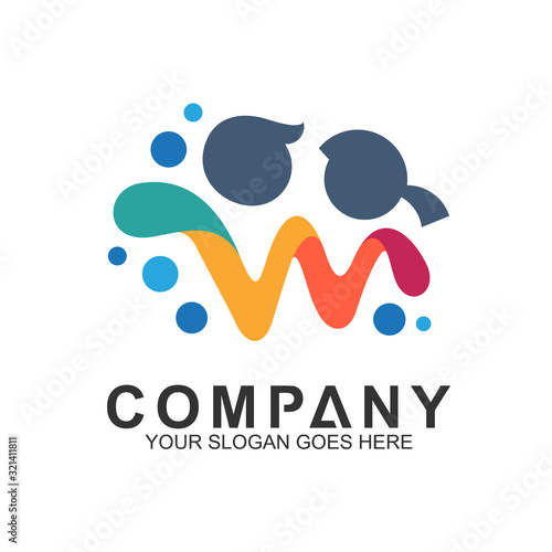 kids logo design combination with initials/letter w