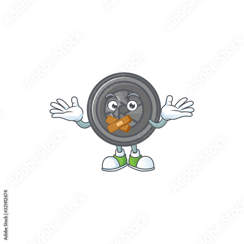 mascot cartoon character design of camera lens making a silent gesture