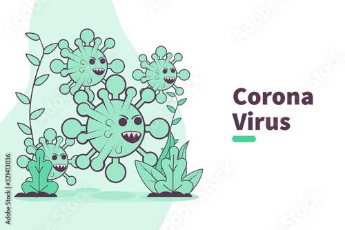 Vector illustratition corona virus infection. novel coronavirus 2019-ncov virus. corona virus microbe. corona virus danger, corona cell. disense outbreak.