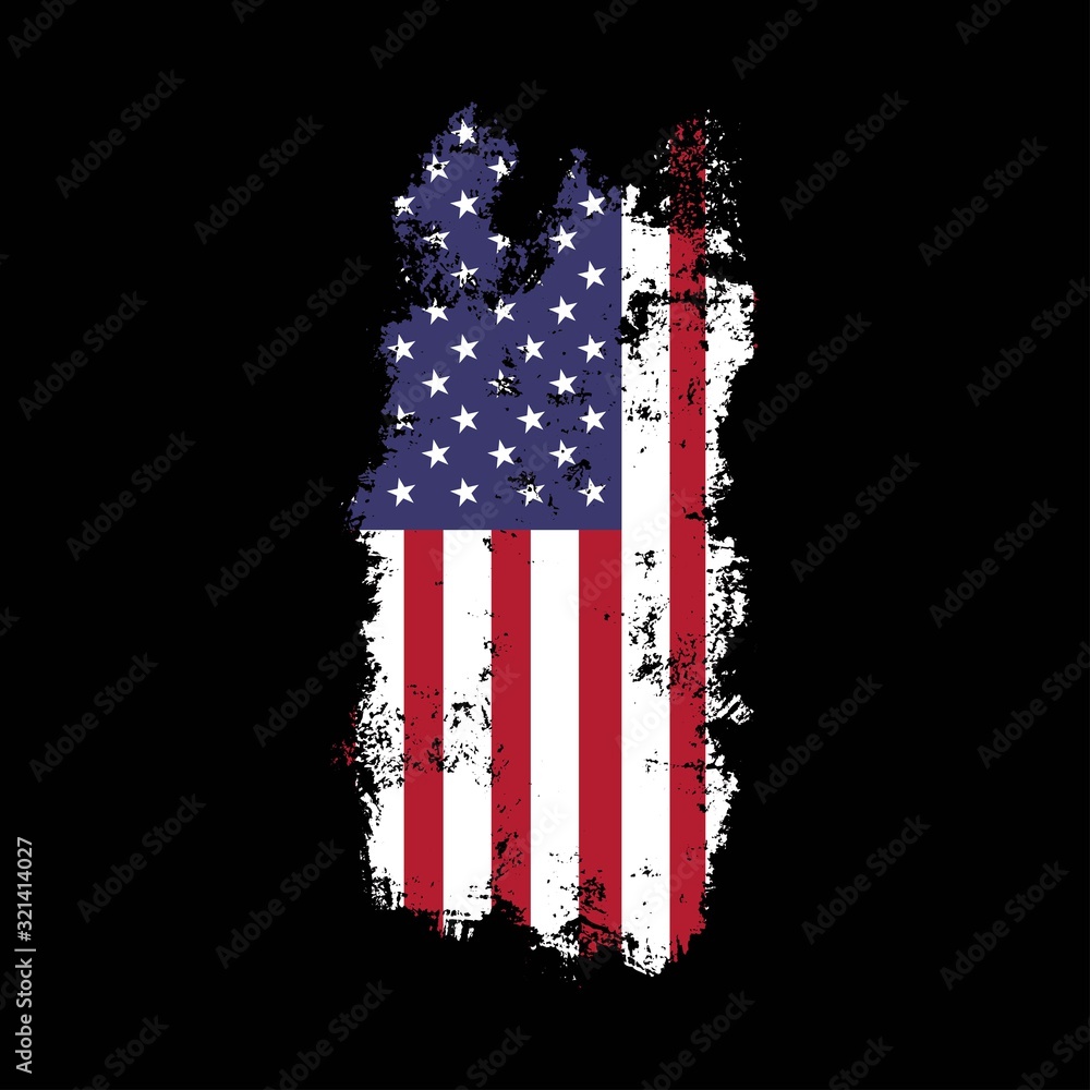 Vector grunge american flag on black background. USA flag. Patriotic ...