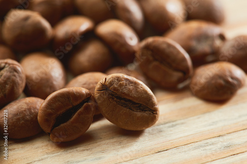 Coffee on grunge wooden background