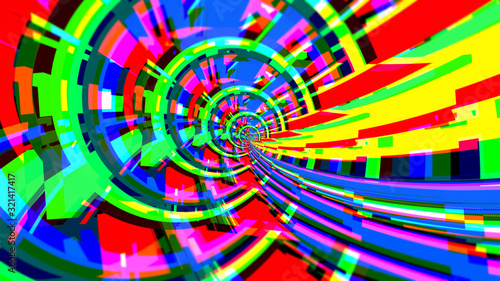 Twisting colorful cartoon explosion portal