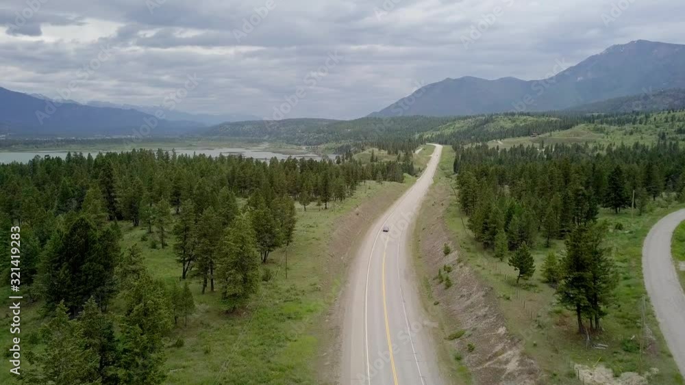 A Road Trail Trip Heading To The Amazing Waterton Lakes National Park, In Alberta, Canada - Wide Shot A Road Trail Trip Heading To The Amazing Waterton Lakes National Park, In Alberta, Canada - Wide Shot