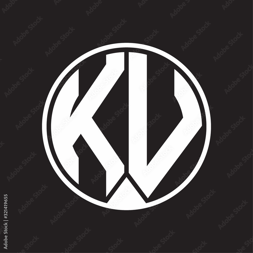 KV Logo monogram circle with piece ribbon style on black background KV Logo monogram circle with piece ribbon style on black background