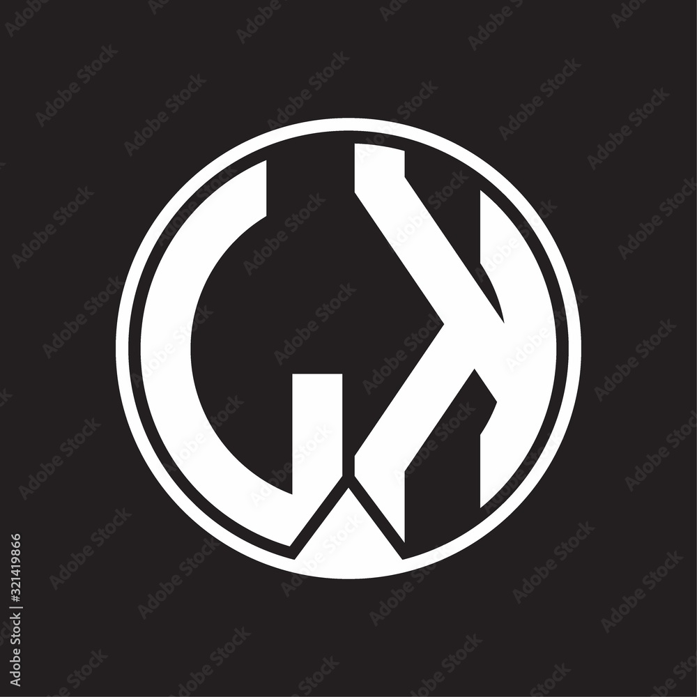 LK Logo monogram circle with piece ribbon style on black background LK Logo monogram circle with piece ribbon style on black background