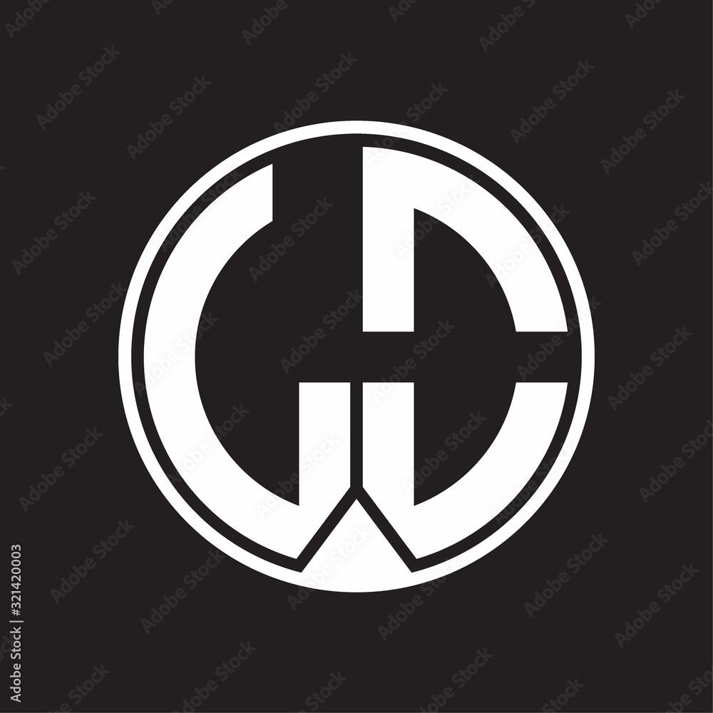 LO Logo monogram circle with piece ribbon style on black background LO Logo monogram circle with piece ribbon style on black background