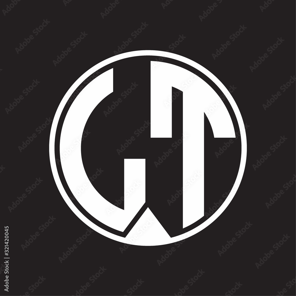 LT Logo monogram circle with piece ribbon style on black background LT Logo monogram circle with piece ribbon style on black background