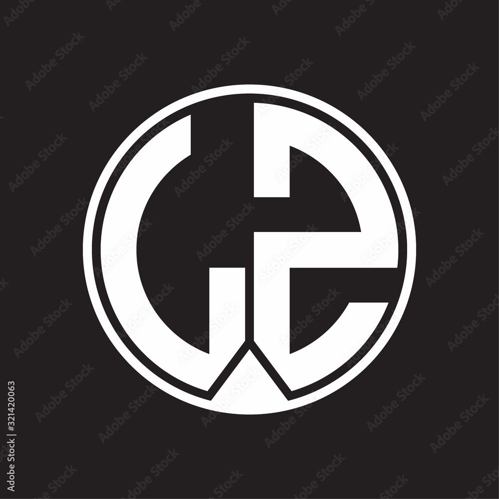 LZ Logo monogram circle with piece ribbon style on black background LZ Logo monogram circle with piece ribbon style on black background