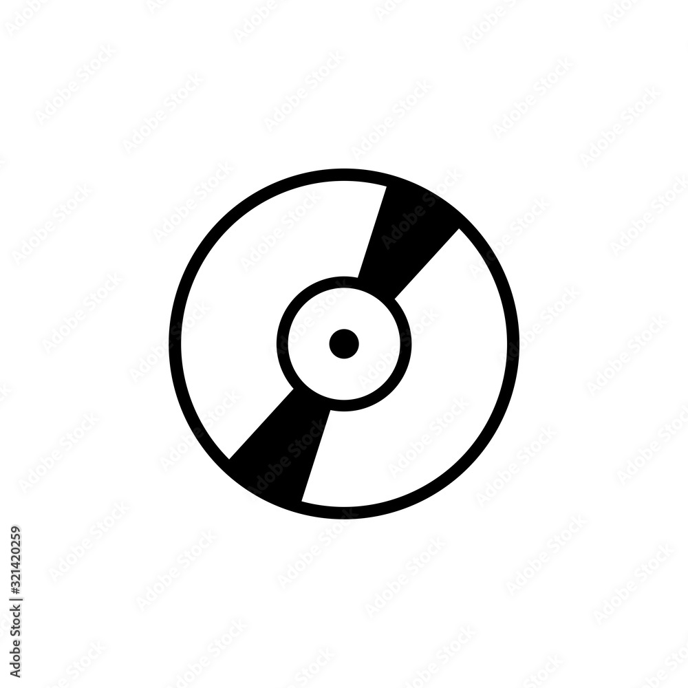 Black Vinyl record icon on white background Black Vinyl record icon on white background