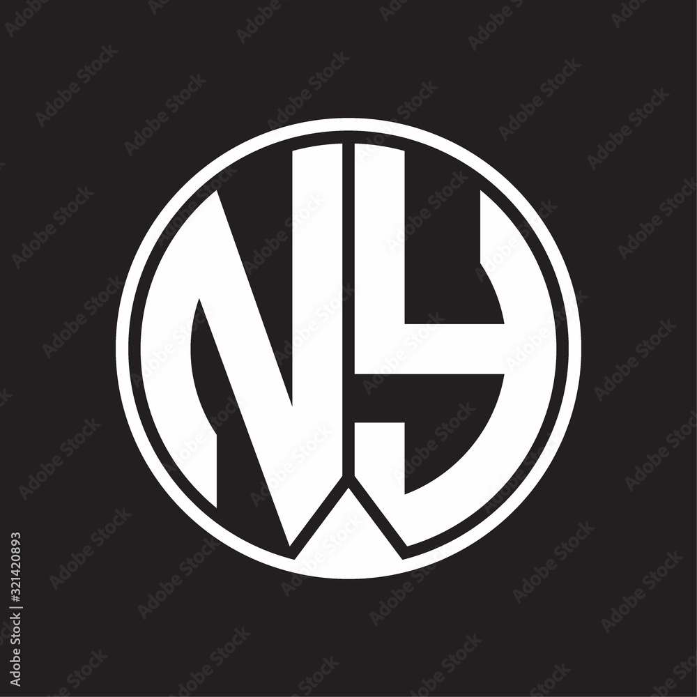 NY Logo monogram circle with piece ribbon style on black background NY Logo monogram circle with piece ribbon style on black background