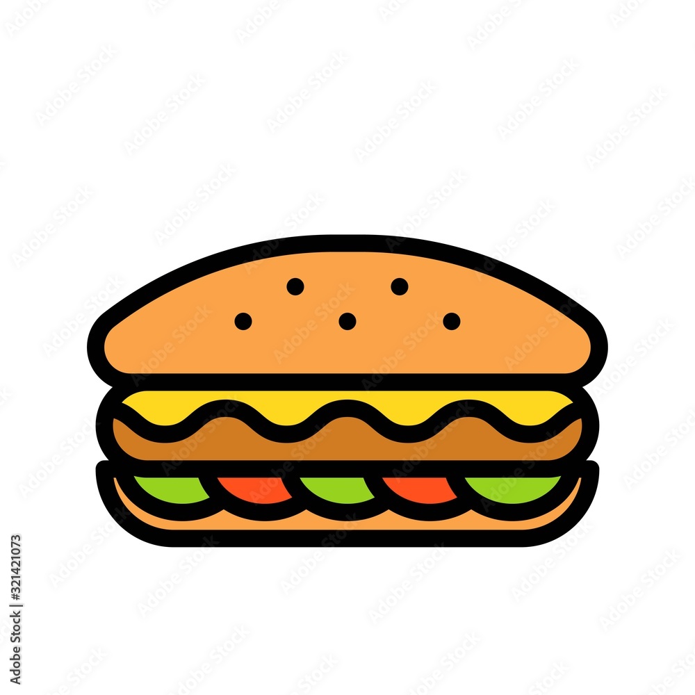 Hotdog vector, fast food related filled design icon Hotdog vector, fast food related filled design icon