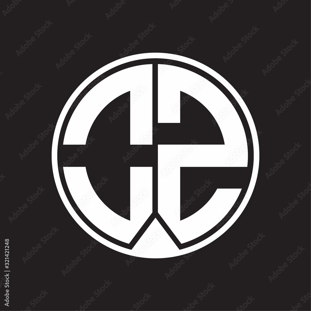 OZ Logo monogram circle with piece ribbon style on black background OZ Logo monogram circle with piece ribbon style on black background