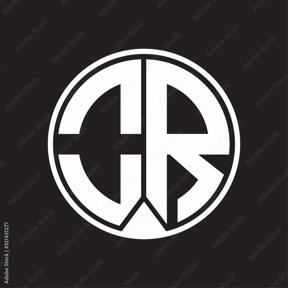 OR Logo monogram circle with piece ribbon style on black background OR Logo monogram circle with piece ribbon style on black background