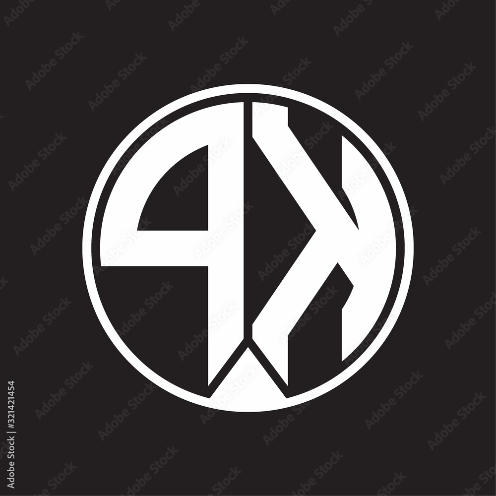 PK Logo monogram circle with piece ribbon style on black background PK Logo monogram circle with piece ribbon style on black background