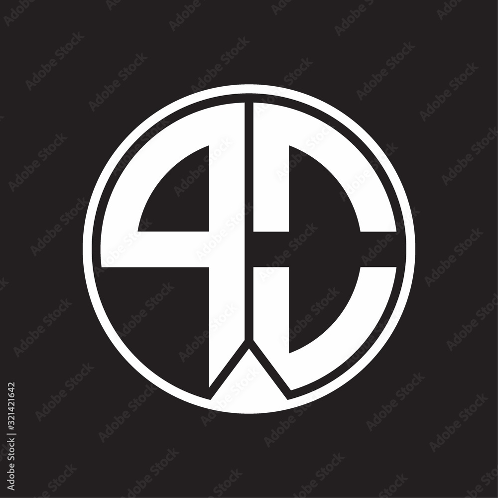PO Logo monogram circle with piece ribbon style on black background PO Logo monogram circle with piece ribbon style on black background