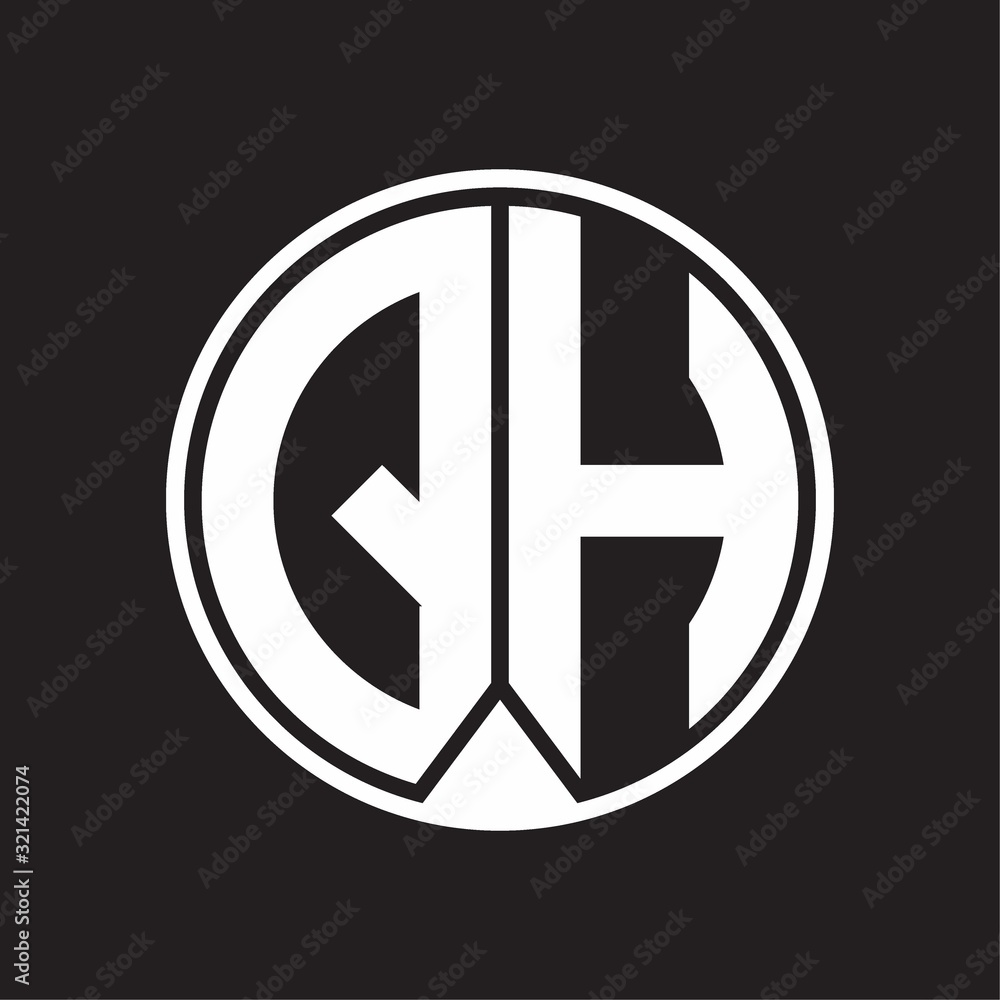 QH Logo monogram circle with piece ribbon style on black background QH Logo monogram circle with piece ribbon style on black background