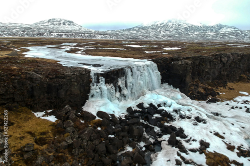 Frozen waterfall in Þingvellir National Park