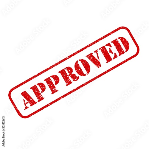 Approved Red square grunge stamp vector.