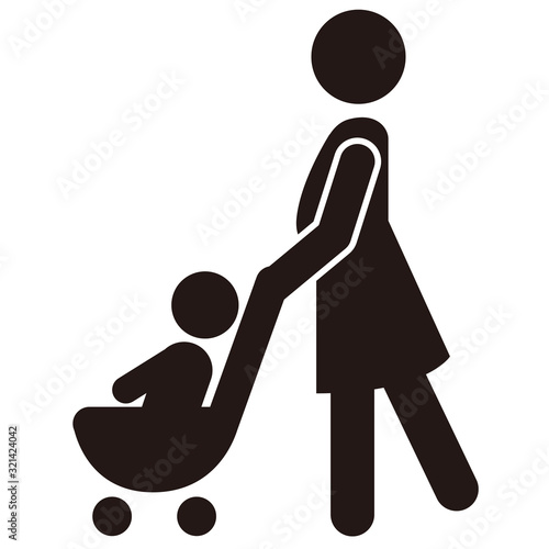 stroller icon baby push vector