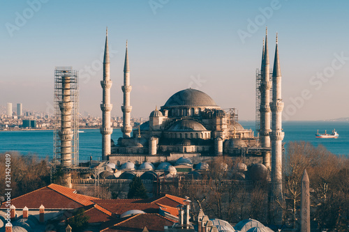 Tthe Blue Mosque in The Sultanahmet District in Istanbul, Turkey